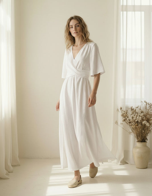 Sundown Whisper Linen Maxi Dress