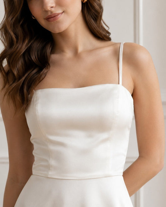 The Lana Square-Neck Slip Midi Silk Dress
