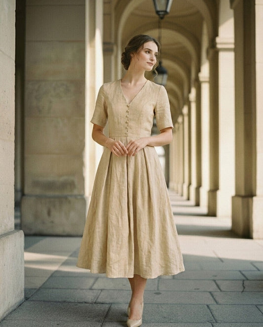 Eleanor Linen Midi Dress