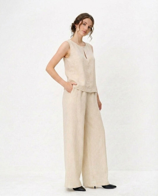 Fern Linen Cross Back Top