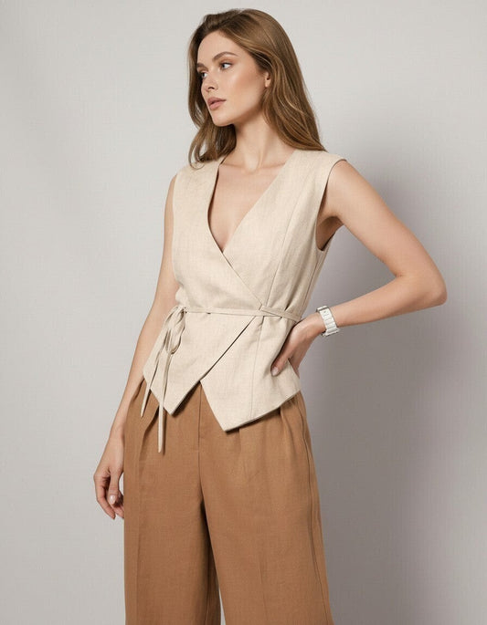 Dune Linen Waistcoat Top