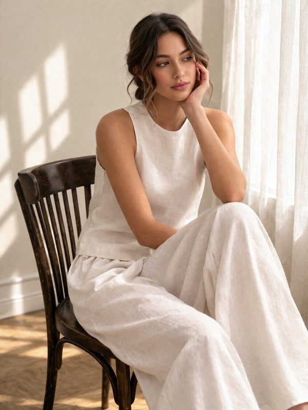 The Mara High-Neck Linen Loungewear Set