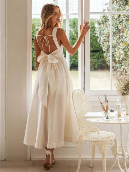 Kylie White Linen Midi Dress