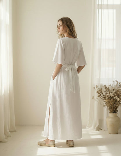 Sundown Whisper Linen Maxi Dress