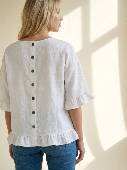 Aveline Ruffle Linen Top
