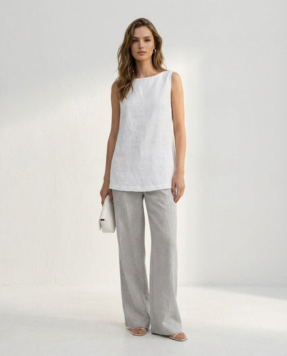 Sunday morning Linen Tank Top