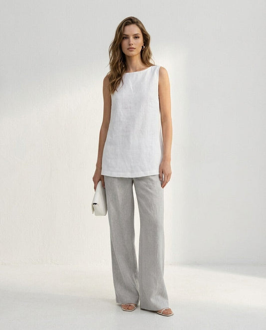 Sunday morning Linen Tank Top