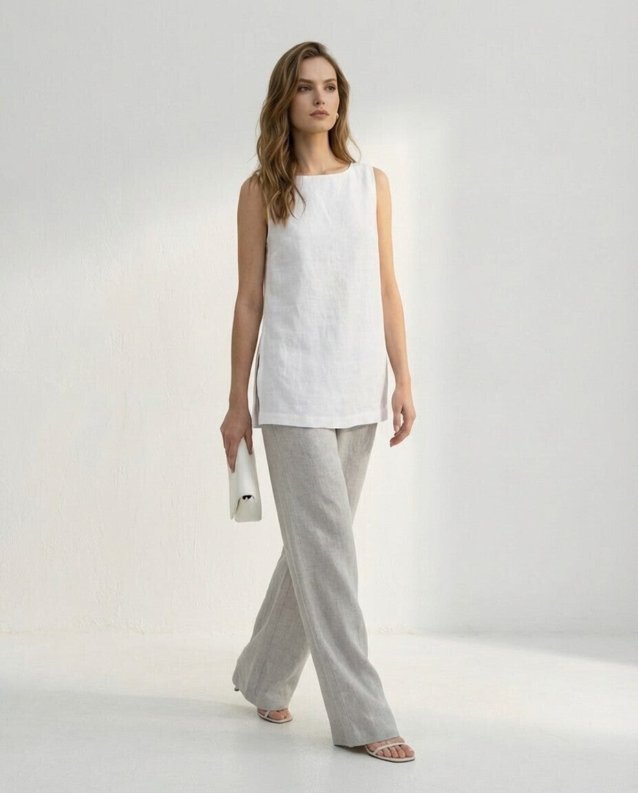 Sunday morning Linen Tank Top