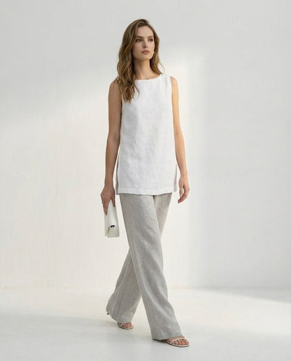 Sunday morning Linen Tank Top