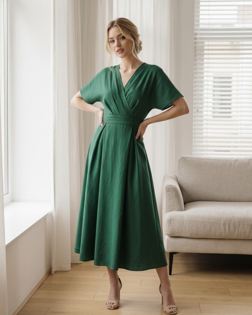 Coralie Wrap Linen Dress
