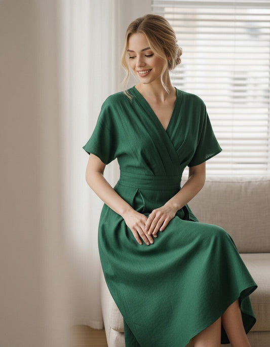 Coralie Wrap Linen Dress