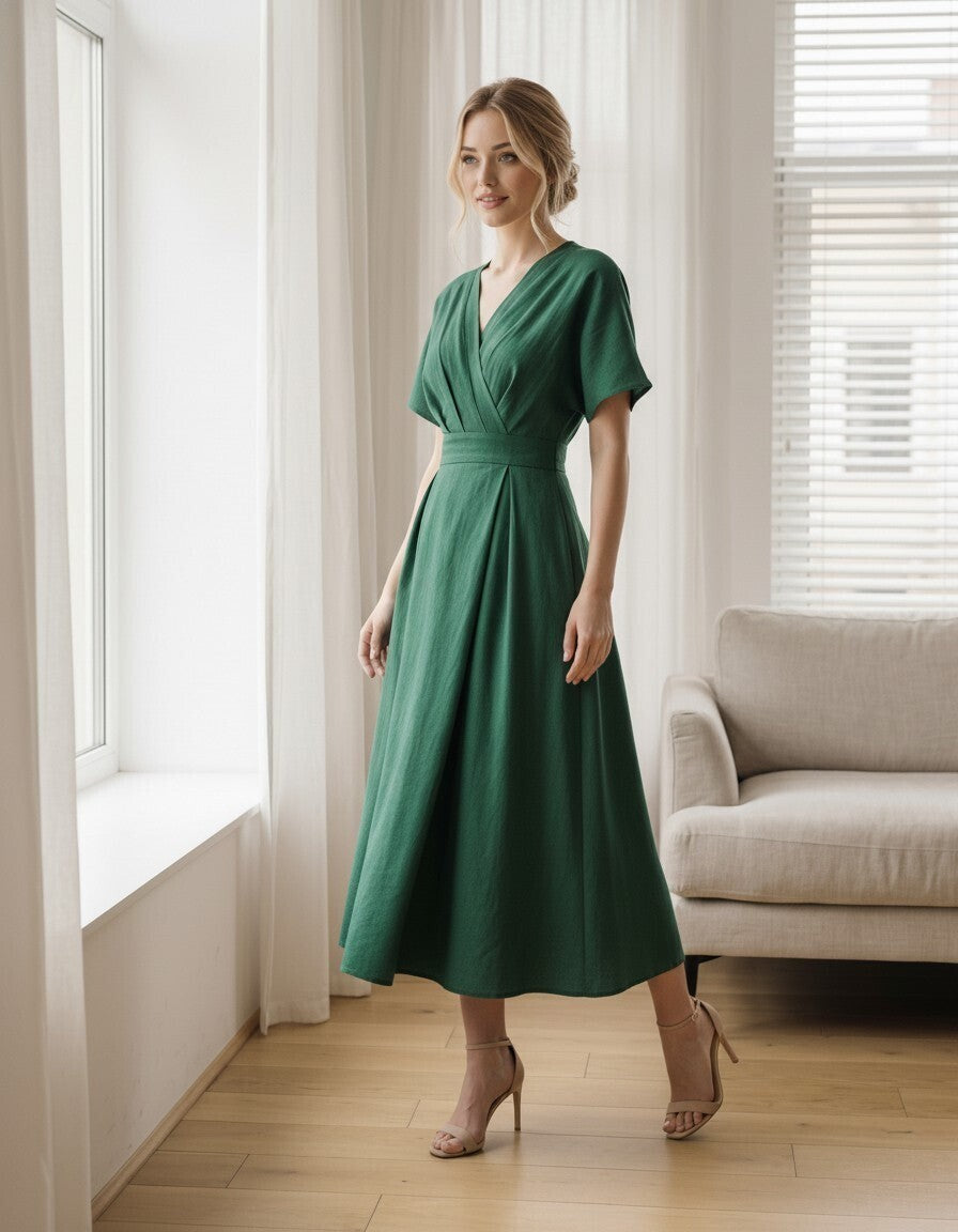 Coralie Wrap Linen Dress
