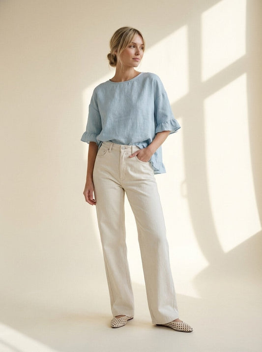 Aveline Ruffle Linen Top
