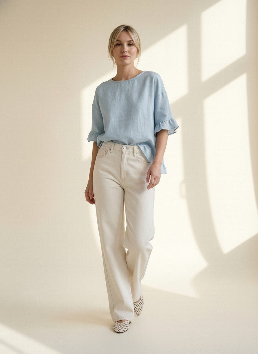 Aveline Ruffle Linen Top