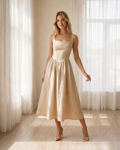 Celestine Linen Midi Dress