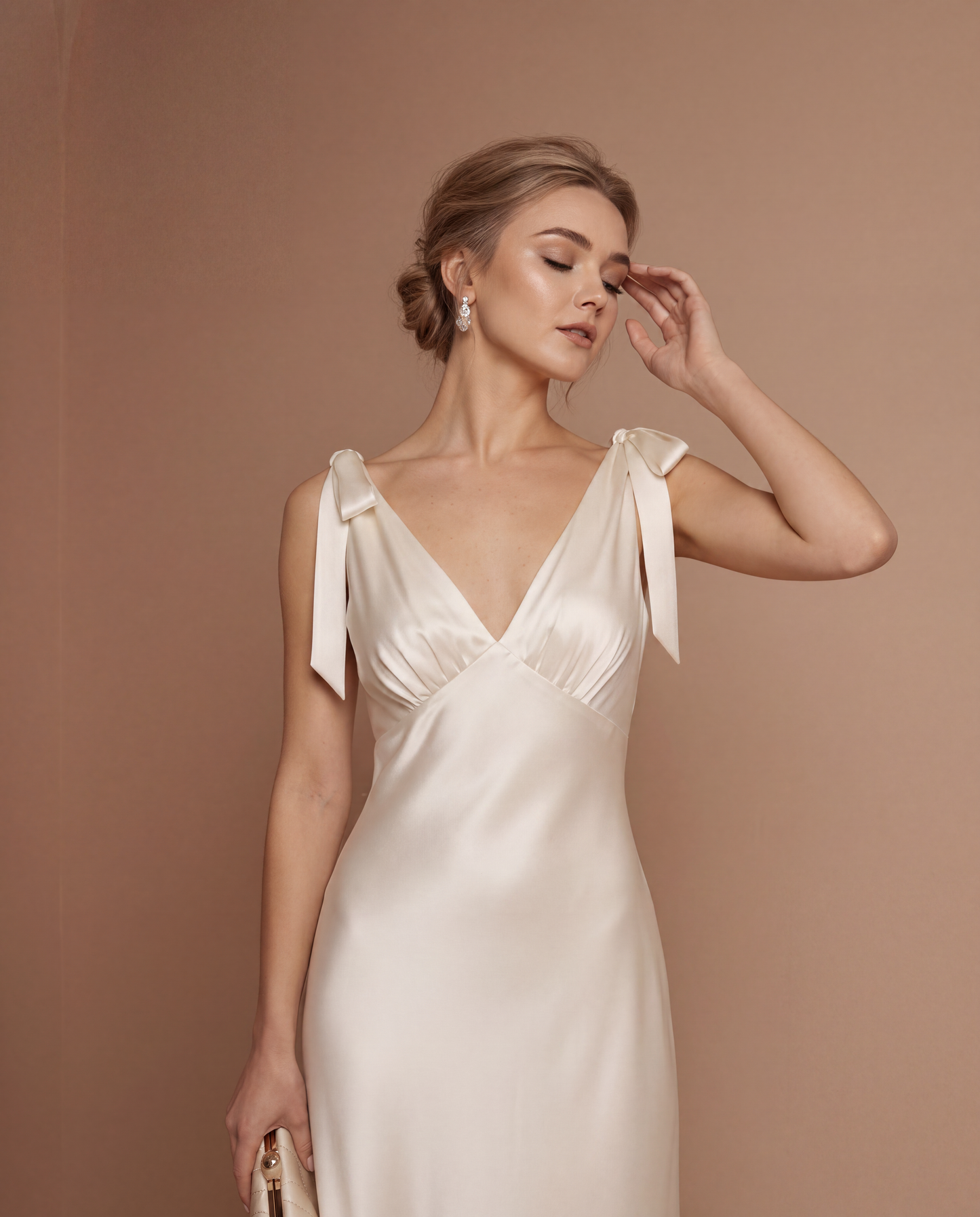 Elysia Bow Silk Gown