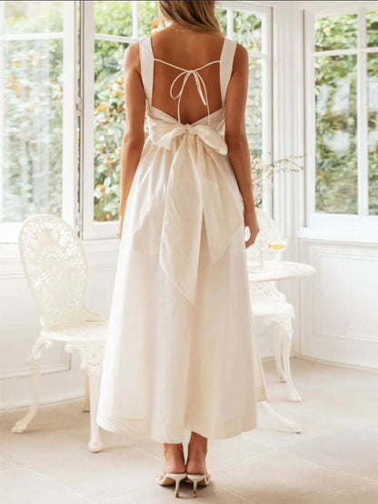 Kylie White Linen Midi Dress