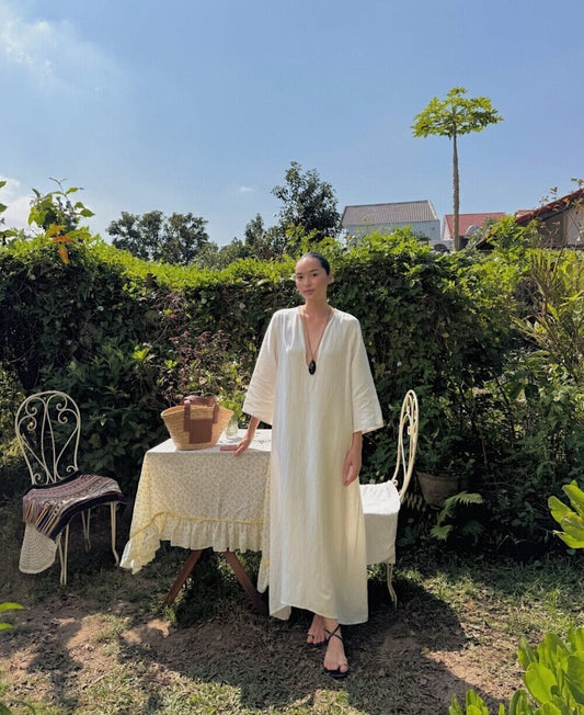 Solace Linen Kaftan Maxi Dress