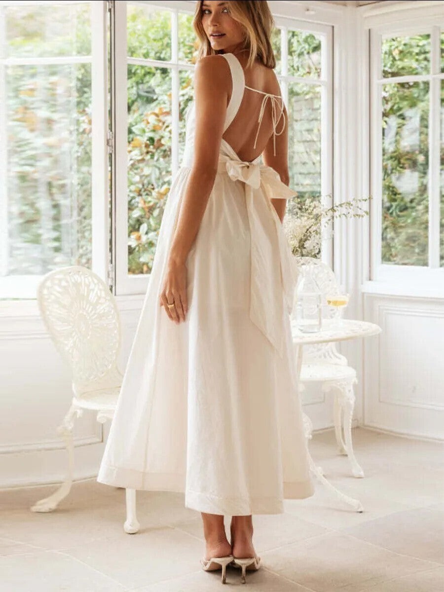 Kylie White Linen Midi Dress