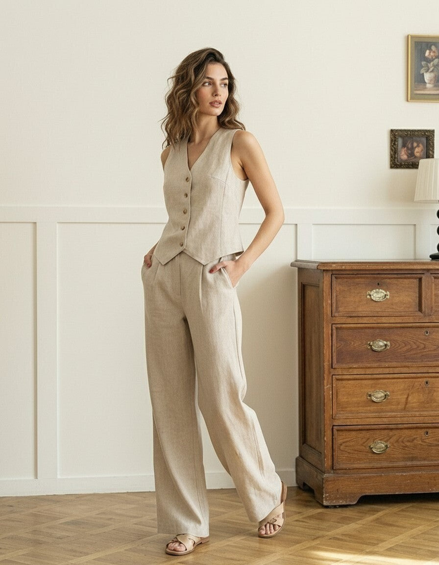The Celine Tailored Linen Vest Top