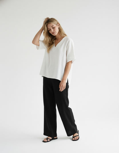 Naomi Linen V Neck Top