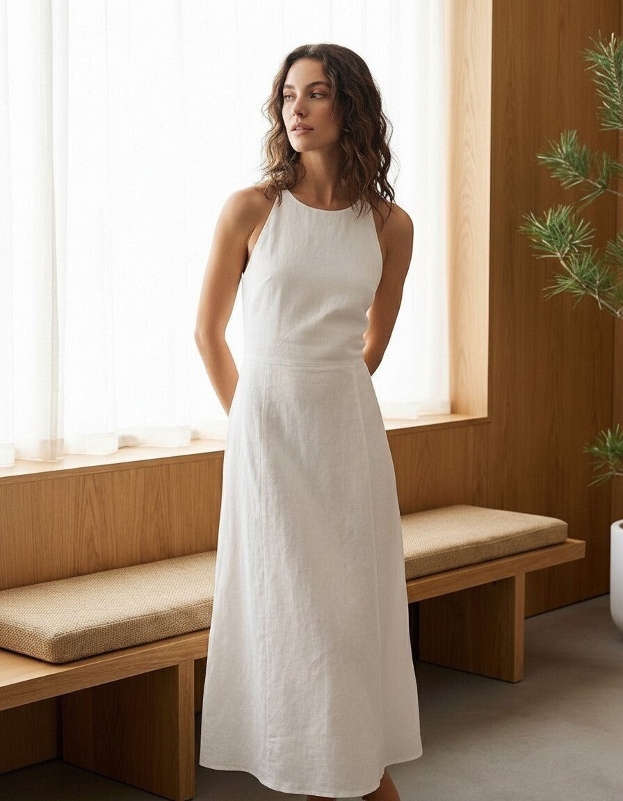 Cléo Linen Halter Midi Dress