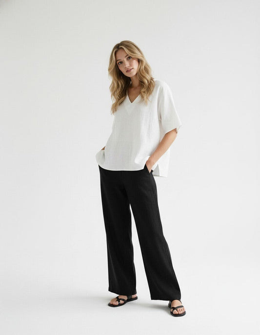 Naomi Linen V Neck Top
