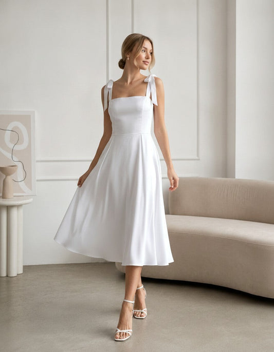 The Fleur Tie-Strap Silk Midi Dress