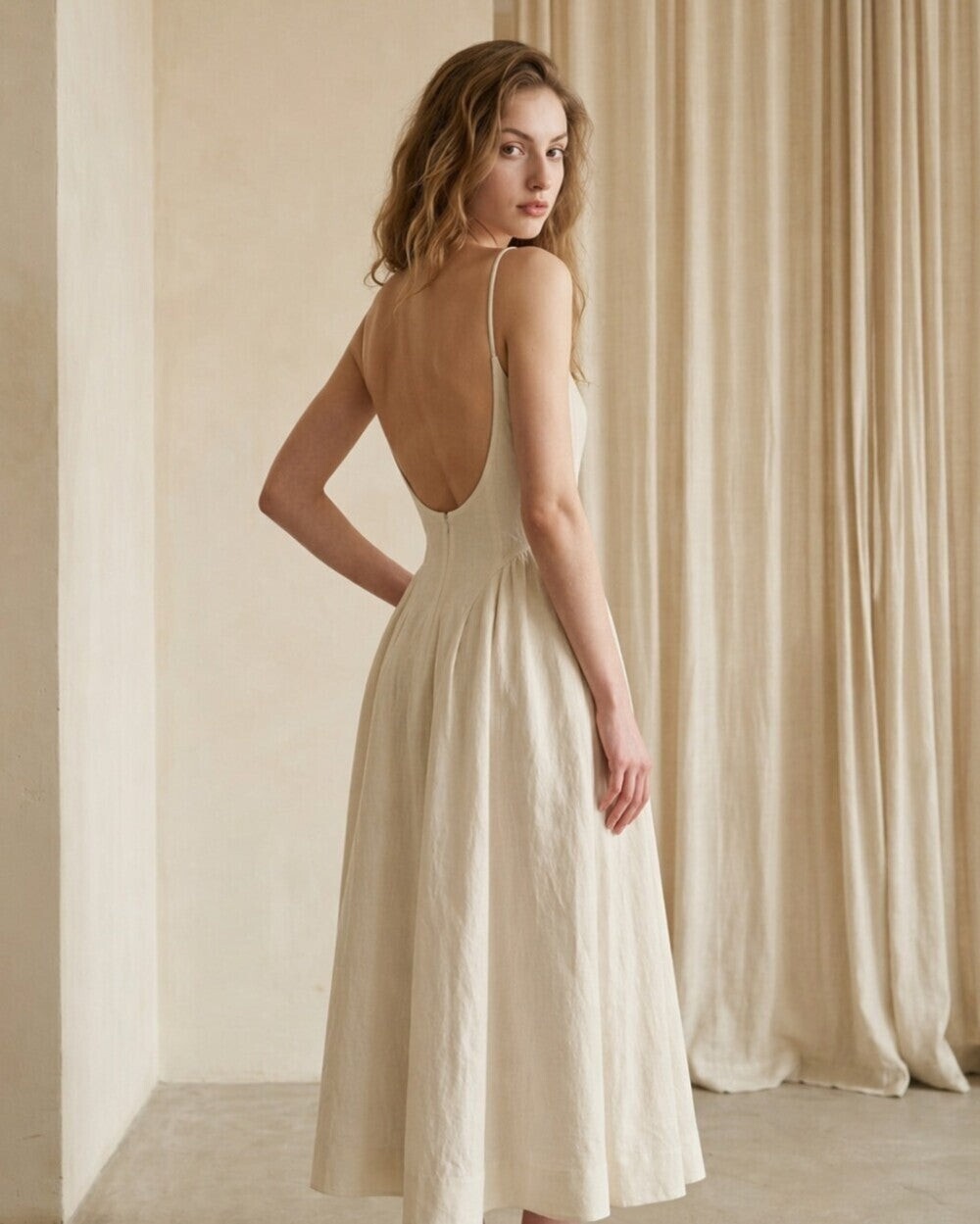 Cecilia Linen Midi Dress