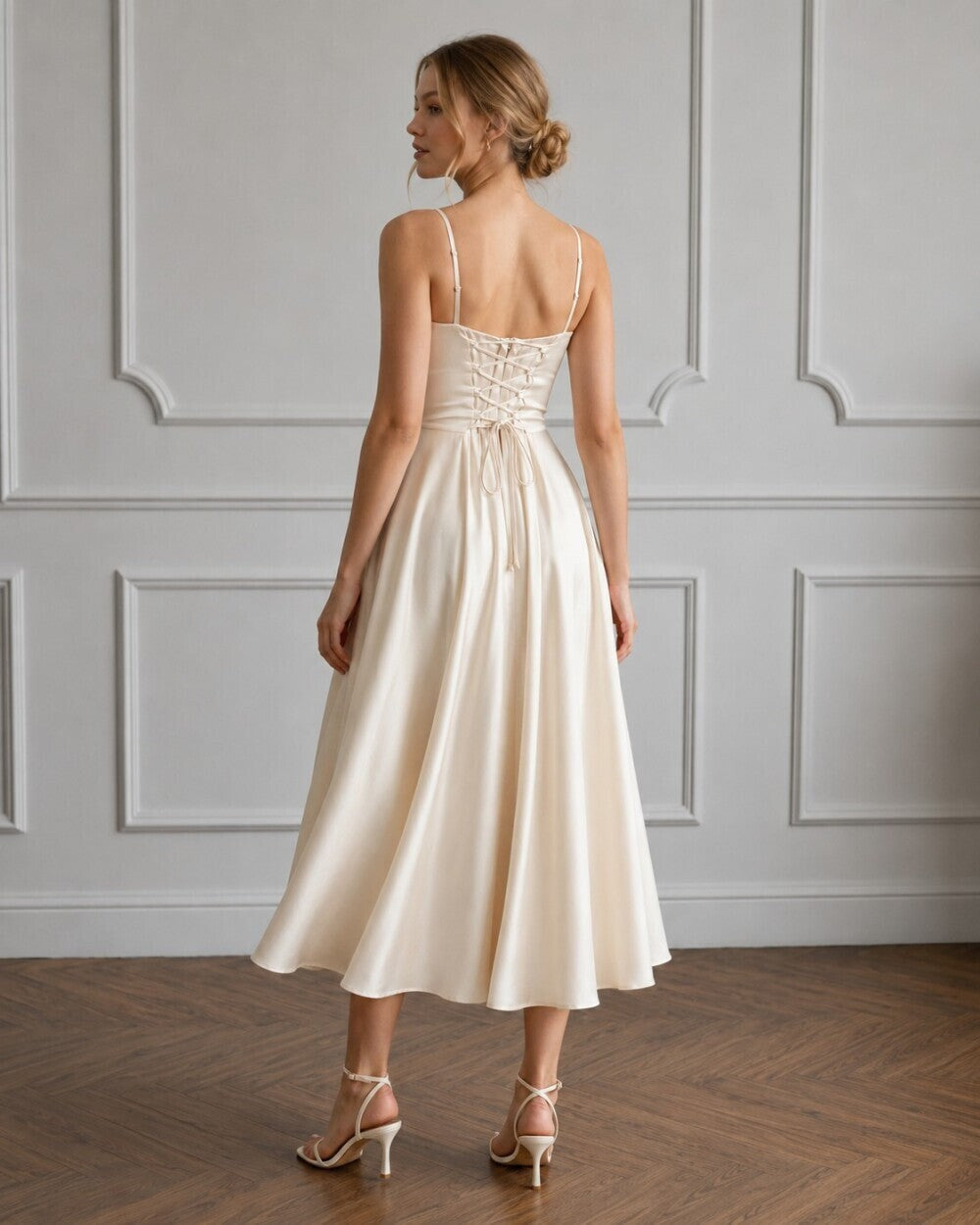 Nicole Draped-Bodice Silk Slip Dress