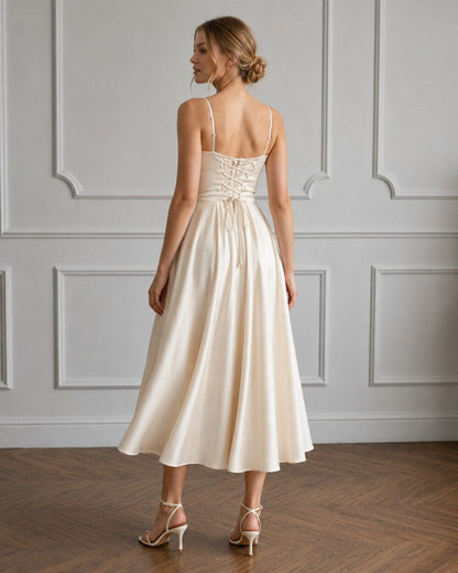 Nicole Draped-Bodice Silk Slip Dress