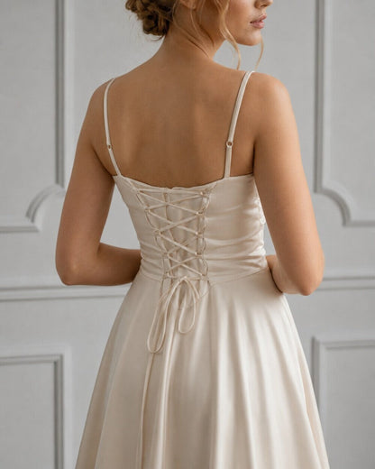 Nicole Draped-Bodice Silk Slip Dress
