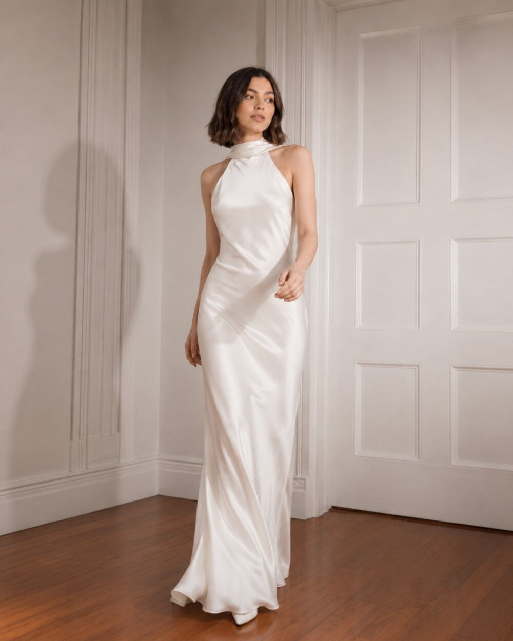 Whitney Silk Halter Maxi Dress