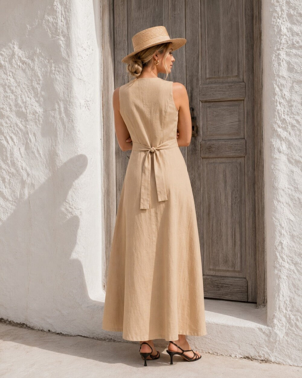 Maelle Button Linen Dress