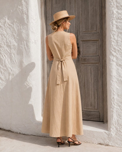 Maelle Button Linen Dress