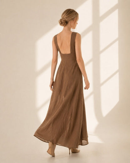 Isolde Linen Slit Dress