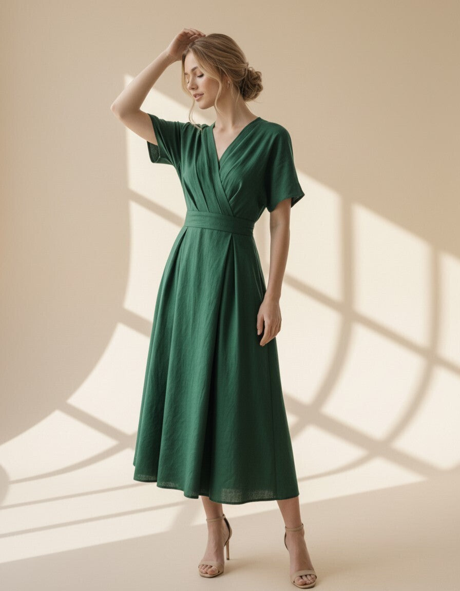 Coralie Wrap Linen Dress
