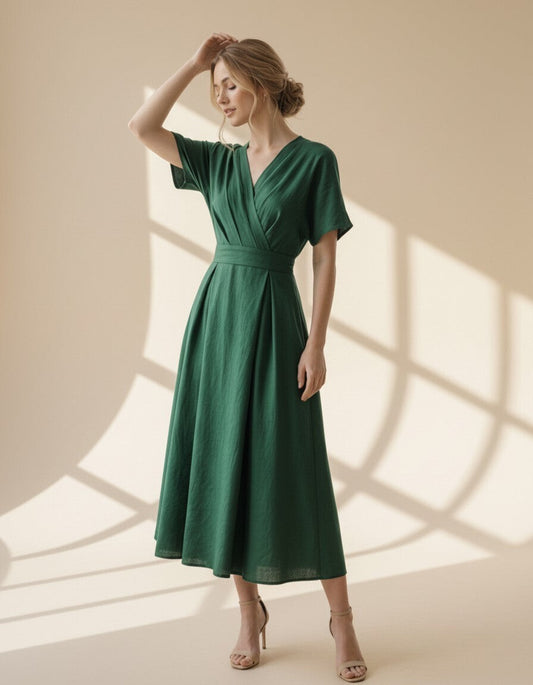 Coralie Wrap Linen Dress