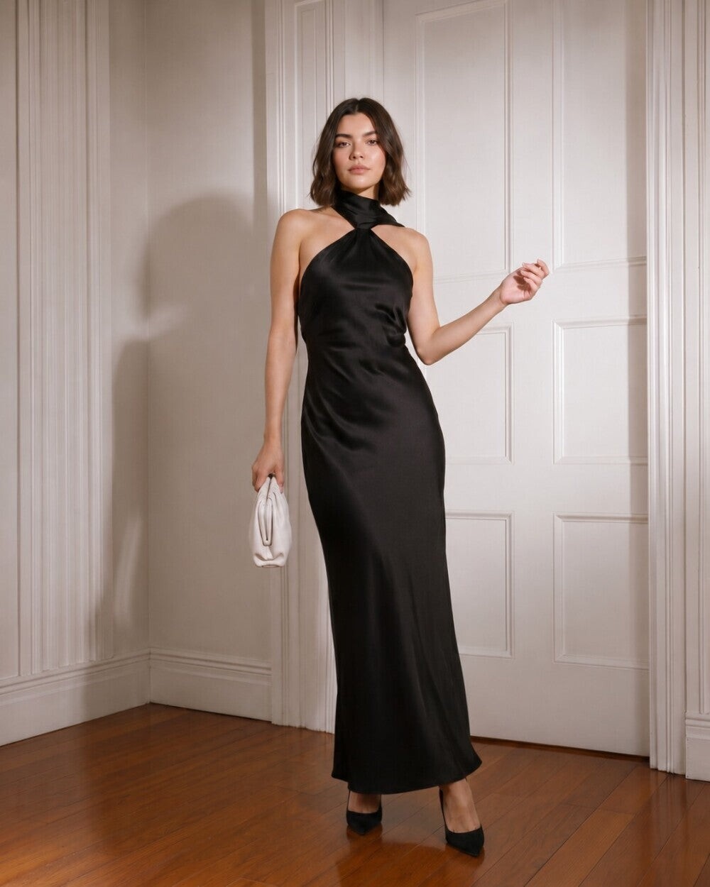 Delphine Silk Black Dress