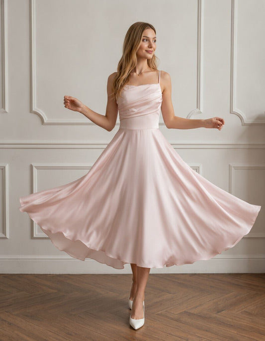 Nina Draped-Bodice Silk Slip Dress