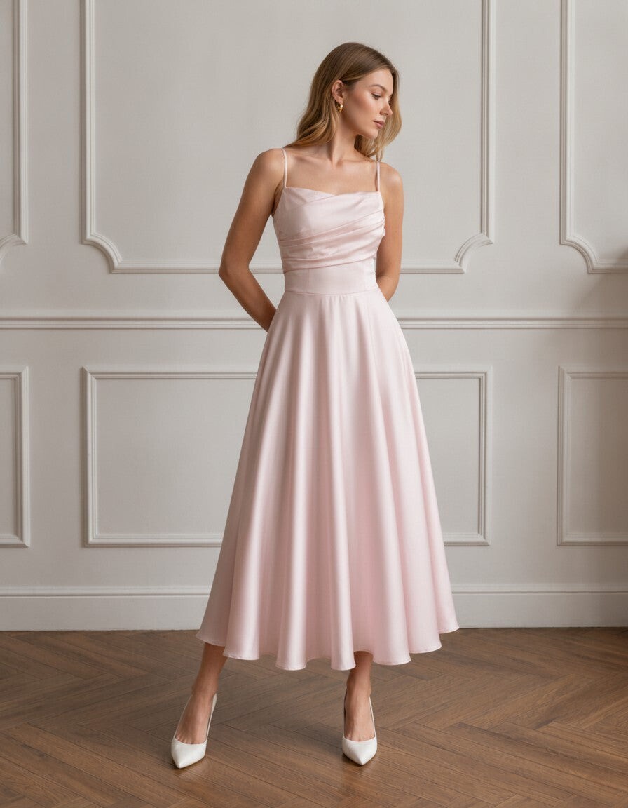 Nina Draped-Bodice Silk Slip Dress