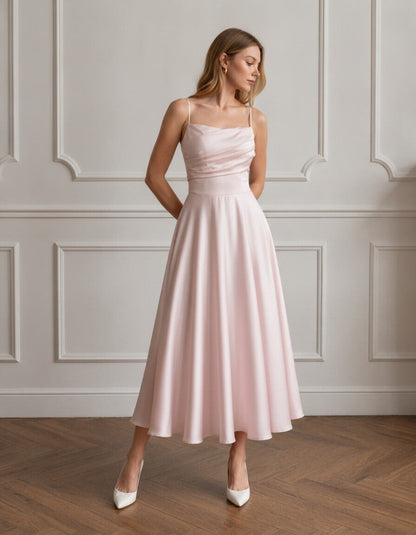Nina Draped-Bodice Silk Slip Dress