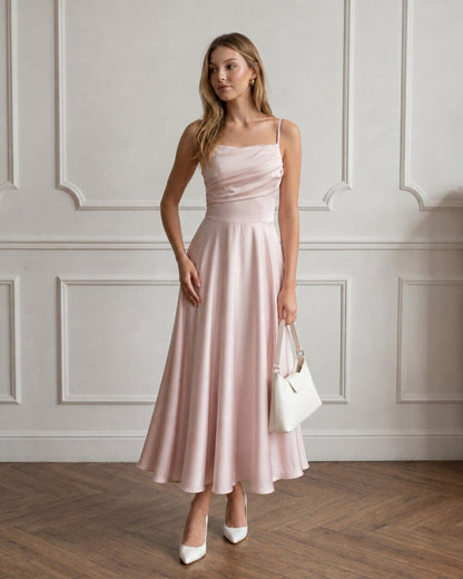Nina Draped-Bodice Silk Slip Dress