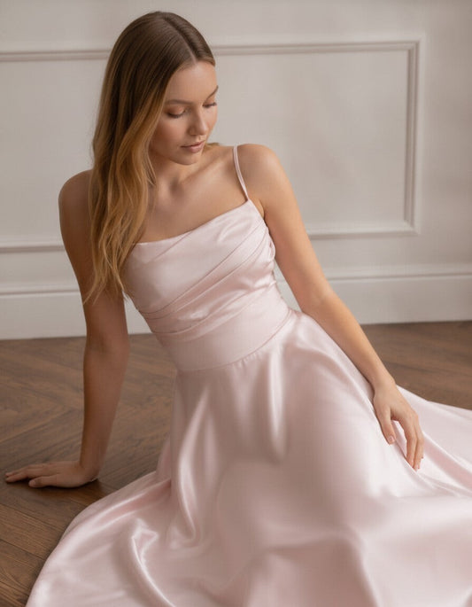 Nina Draped-Bodice Silk Slip Dress