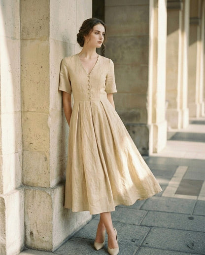 Eleanor Linen Midi Dress