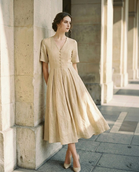 Eleanor Linen Midi Dress
