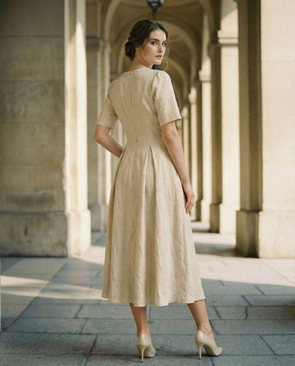 Eleanor Linen Midi Dress