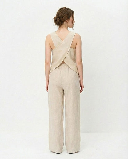 Fern Linen Cross Back Top