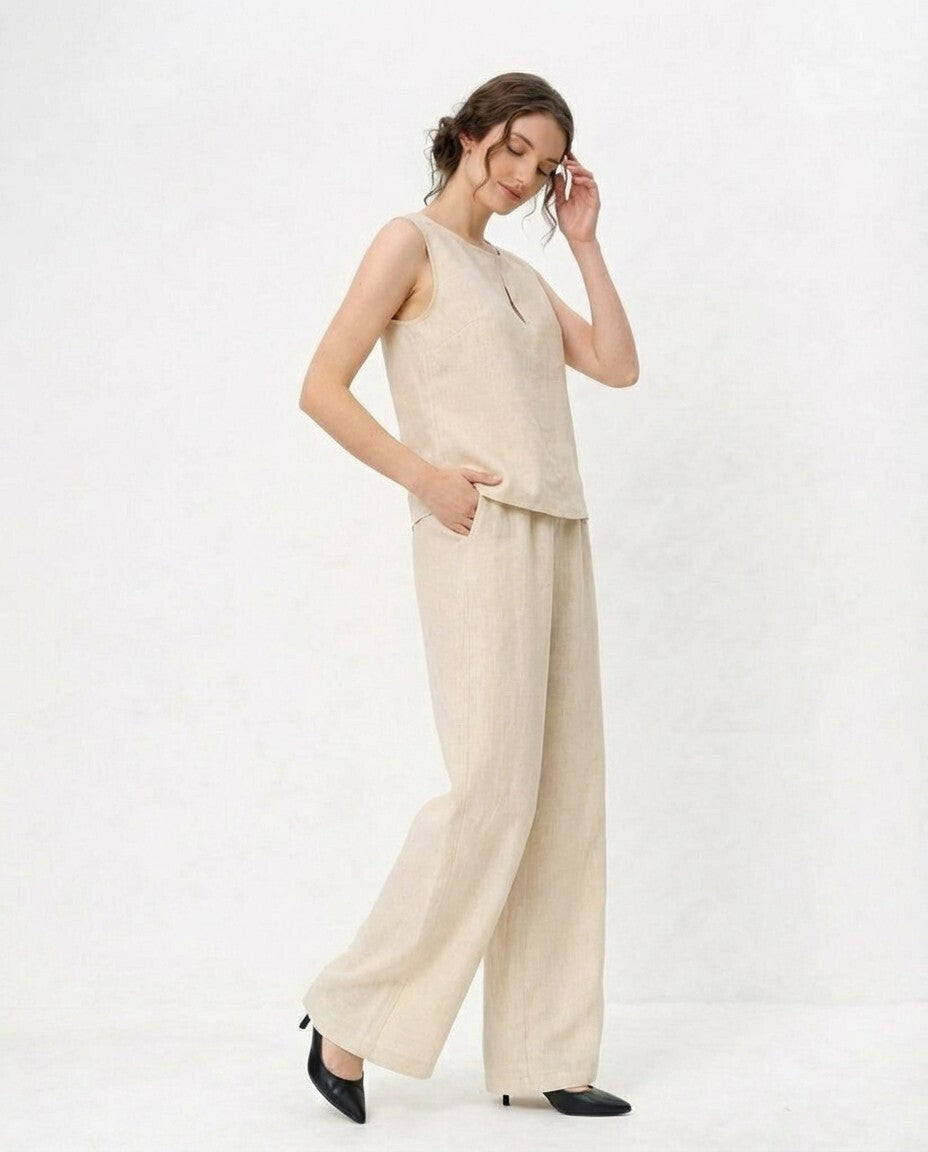 Fern Linen Cross Back Top