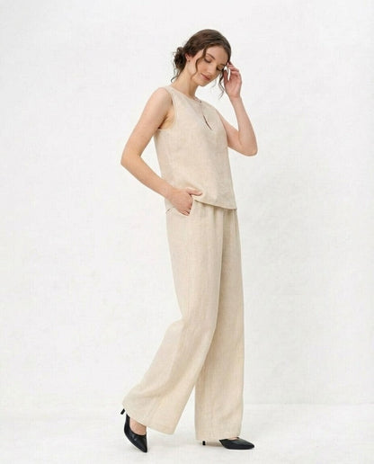 Fern Linen Cross Back Top